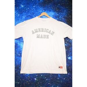 American Giant T-Shirt Mens XL White American Made Graphic Flag‎ Collection